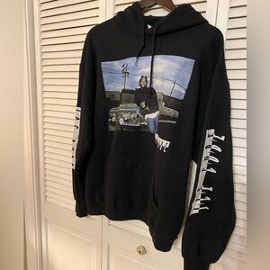 Black Graphic Hoodie Sweatshirt with Front Photo Print
